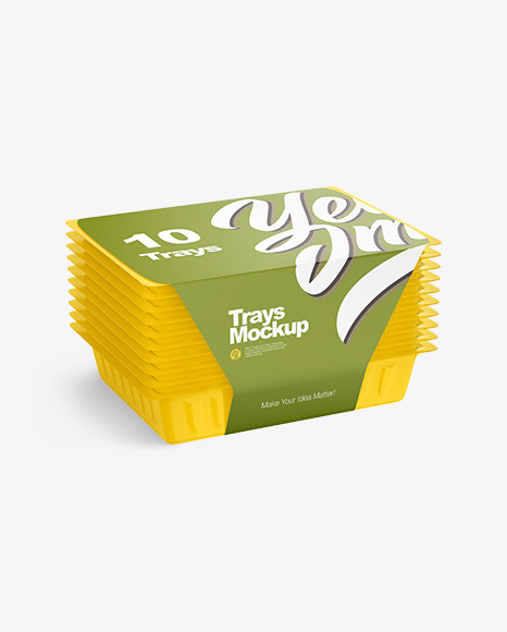 Set of Plastic Trays Mockup