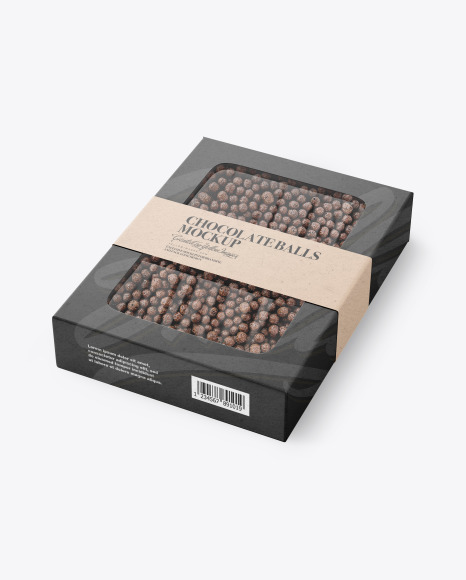 Kraft Paper Box With Chocolate Balls Mockup