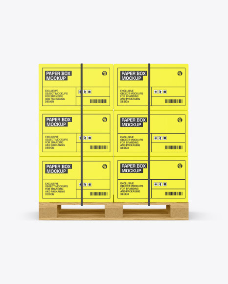 Wooden Pallet With Paper Boxes Mockup