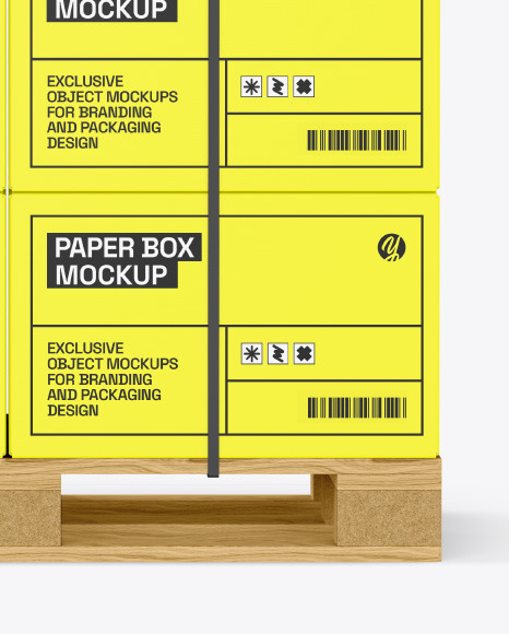 Wooden Pallet With Paper Boxes Mockup