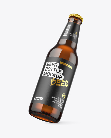 Amber Glass Beer Bottle Mockup