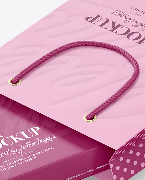Paper Shopping Bag With Box Mockup