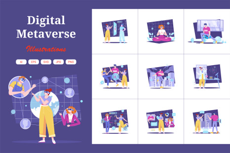 M504_Digital Metaverse Illustration Pack