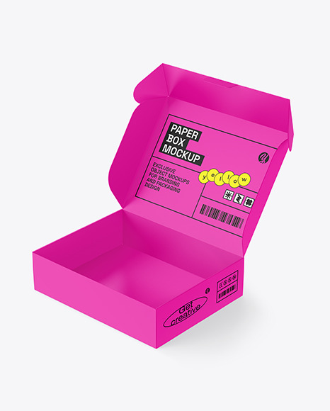 Opened Matte Paper Box Mockup