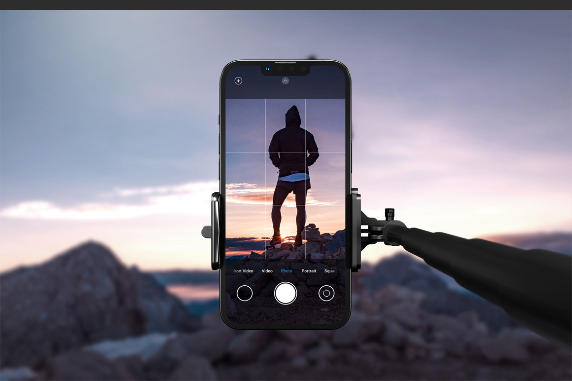 Camera Phone On Holder Mockup