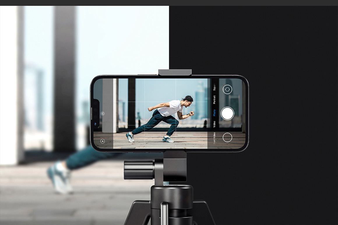 Camera Phone On Holder Mockup