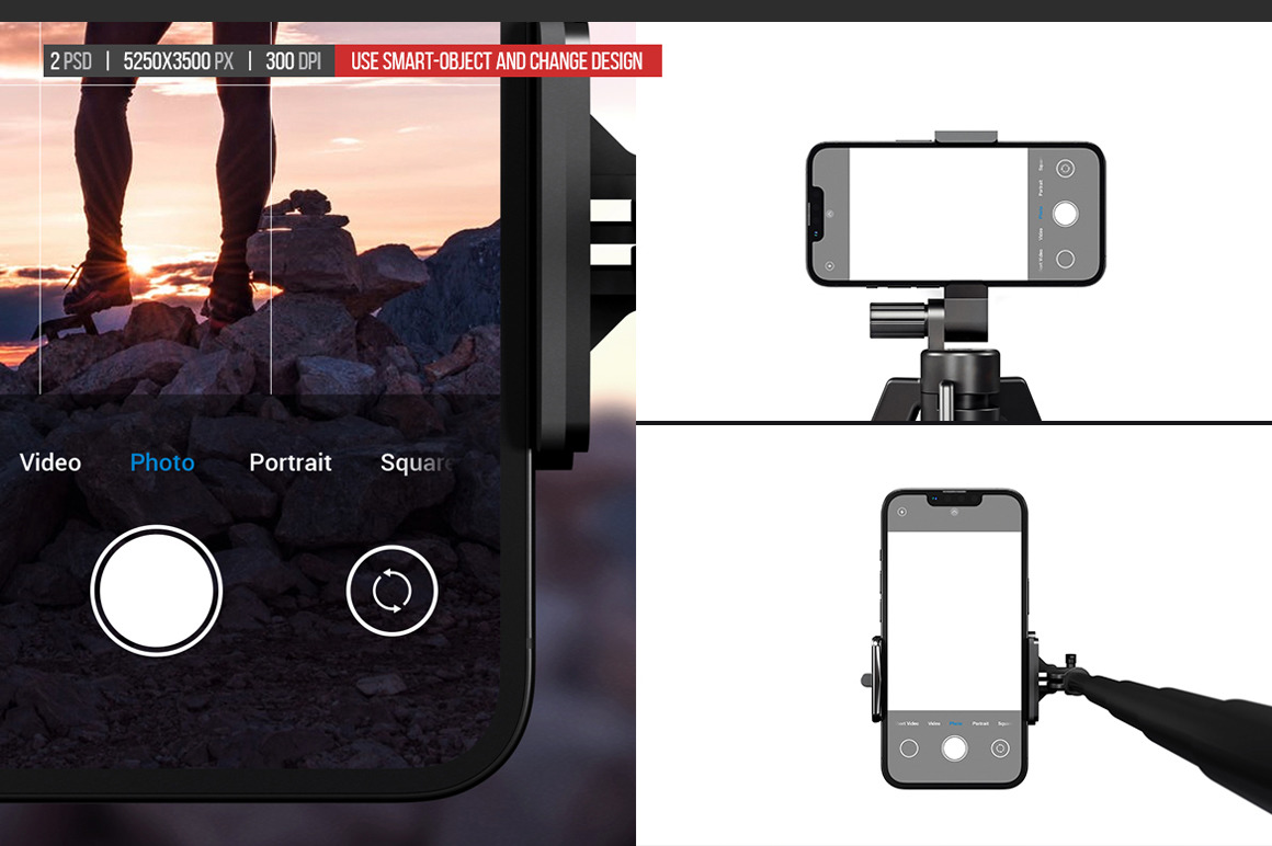 Camera Phone On Holder Mockup
