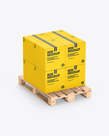 Pallet W/ 8 Paper Boxes Mockup