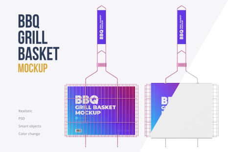 Portable Grilling Basket Mockup 3 PSD