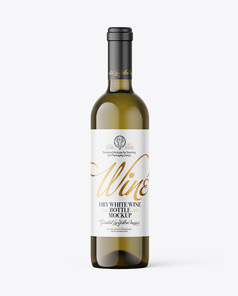 Antique Green Glass White Wine Bottle Mockup