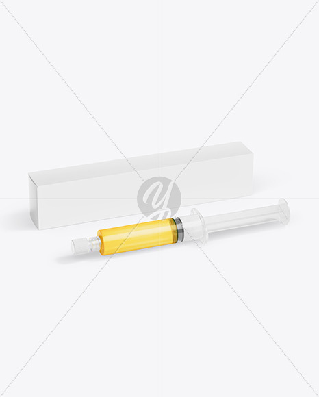 Syringe with Injection & Box Mockup