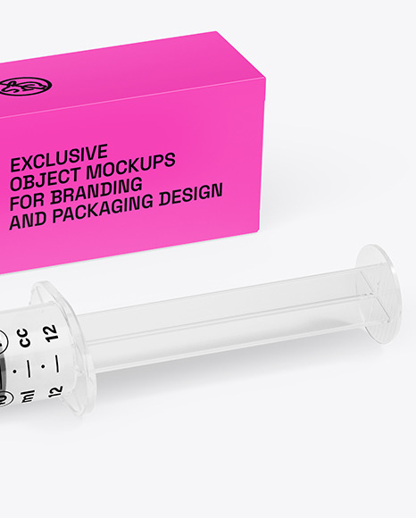 Syringe with Injection & Box Mockup