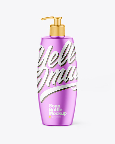 Matte Metallic Soap Bottle w/ Pump Mockup