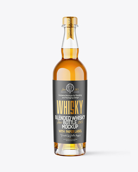 Clear Glass Whiskey Bottle Mockup