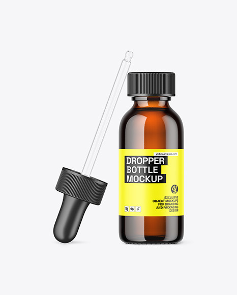 Amber Glass Dropper Bottle Mockup