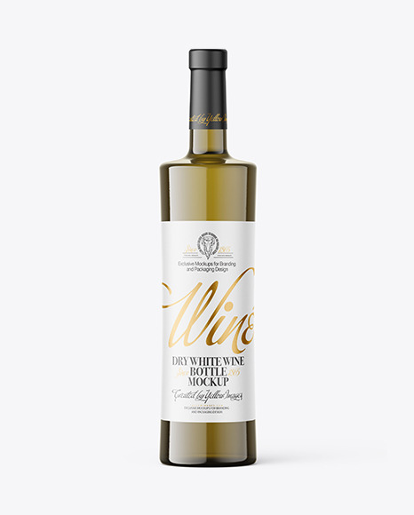 Antique Green Glass White Wine Bottle Mockup