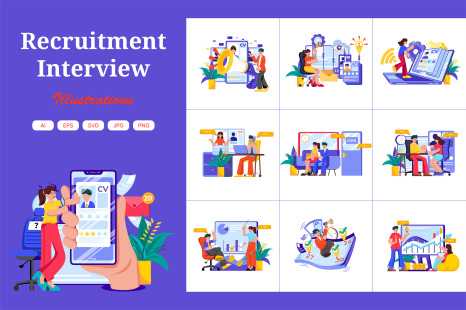 M502_Interview &amp; Hiring Illustration Pack