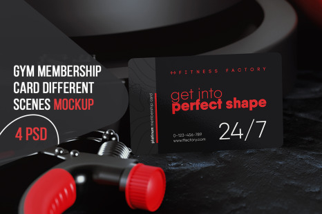 Gym Membership Card Different Scenes Mockup