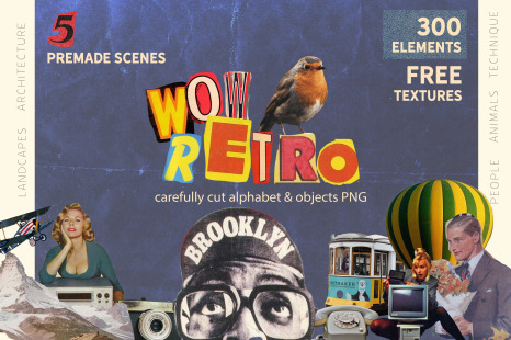 Retro Alphabet &amp; Collage KIT FREE