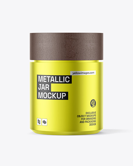 Metallic Jar with Wooden Cap Mockup