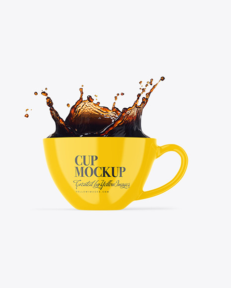 Glossy Cup w/ Coffe Splash Mockup