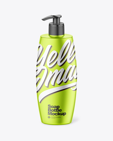 Matte Metallic Soap Bottle w/ Pump Mockup