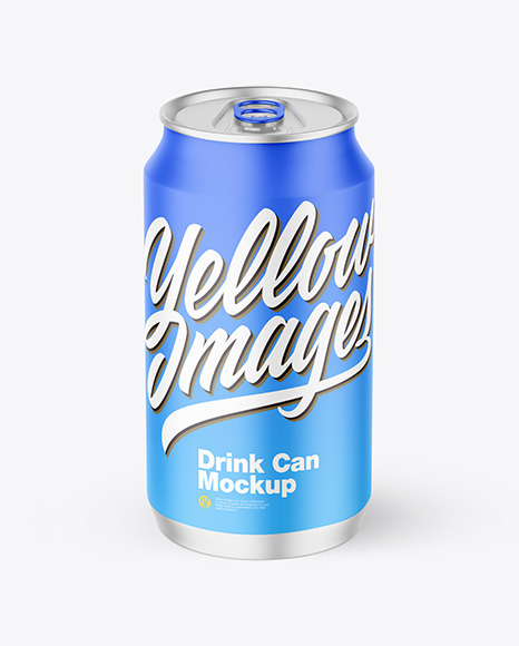 Metallic Drink Can w/ Matte Finish Mockup