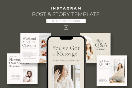 Beige Minimalist Social Media Kit Instagram
