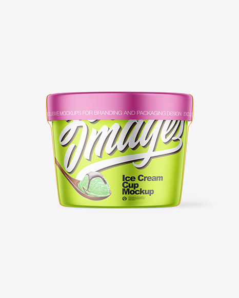 Matte Metallic Ice Cream Cup w/ Label Mockup