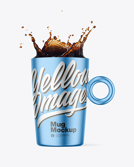 Metallic Mug w/ Coffee Splash Mockup