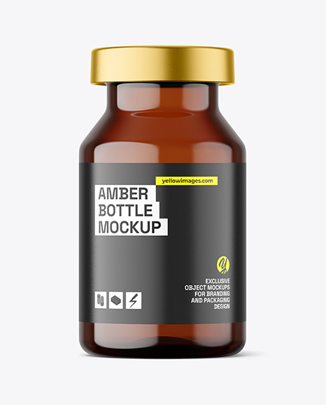 10ml Amber Glass Bottle w\ Crimp Seal Cap Mockup