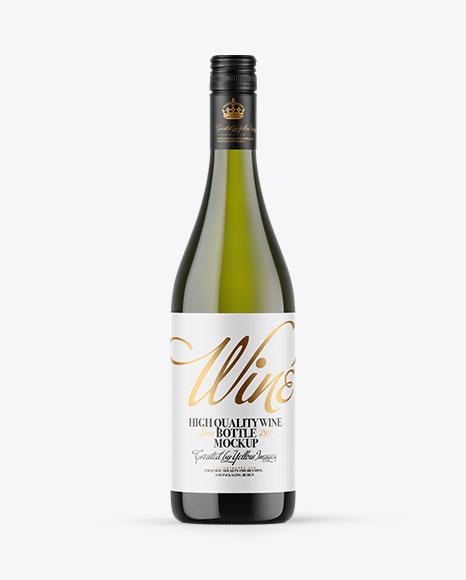 Green Glass White Wine Bottle Mockup