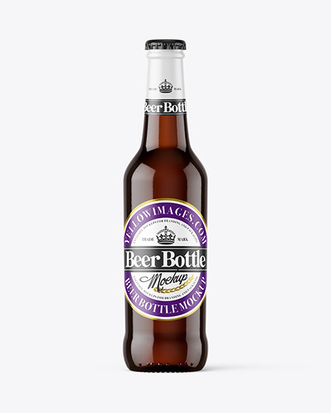 Dark Amber Glass Beer Bottle Mockup