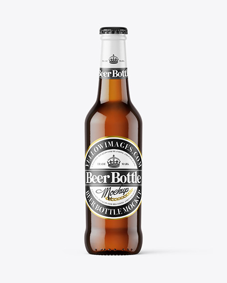 Amber Glass Beer Bottle Mockup
