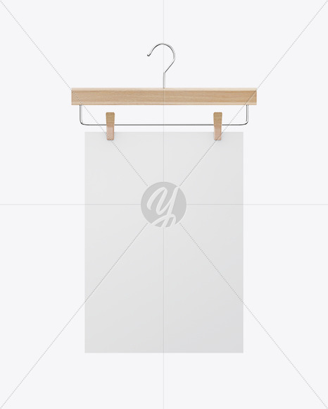 Paper Poster on Wooden Hanger Mockup