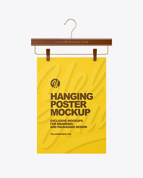 Paper Poster on Wooden Hanger Mockup