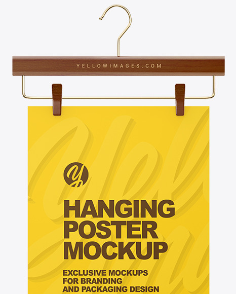 Paper Poster on Wooden Hanger Mockup