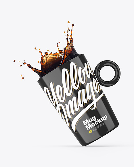 Glossy Mug w/ Coffee Splash Mockup