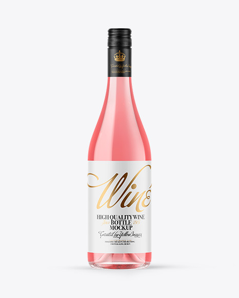Clear Glass Pink Wine Bottle Mockup