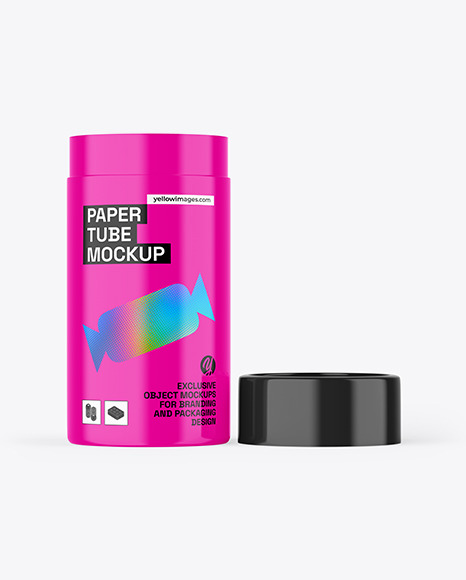 Glossy Opened Paper Tube Mockup