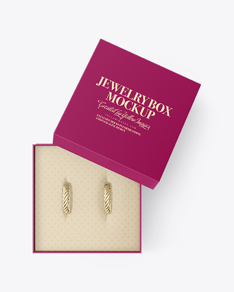 Jewelry Earrings in a Box Mockup