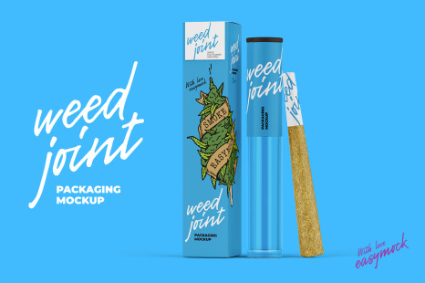 Weed Joint Pre-Roll Packaging Mockup Front view