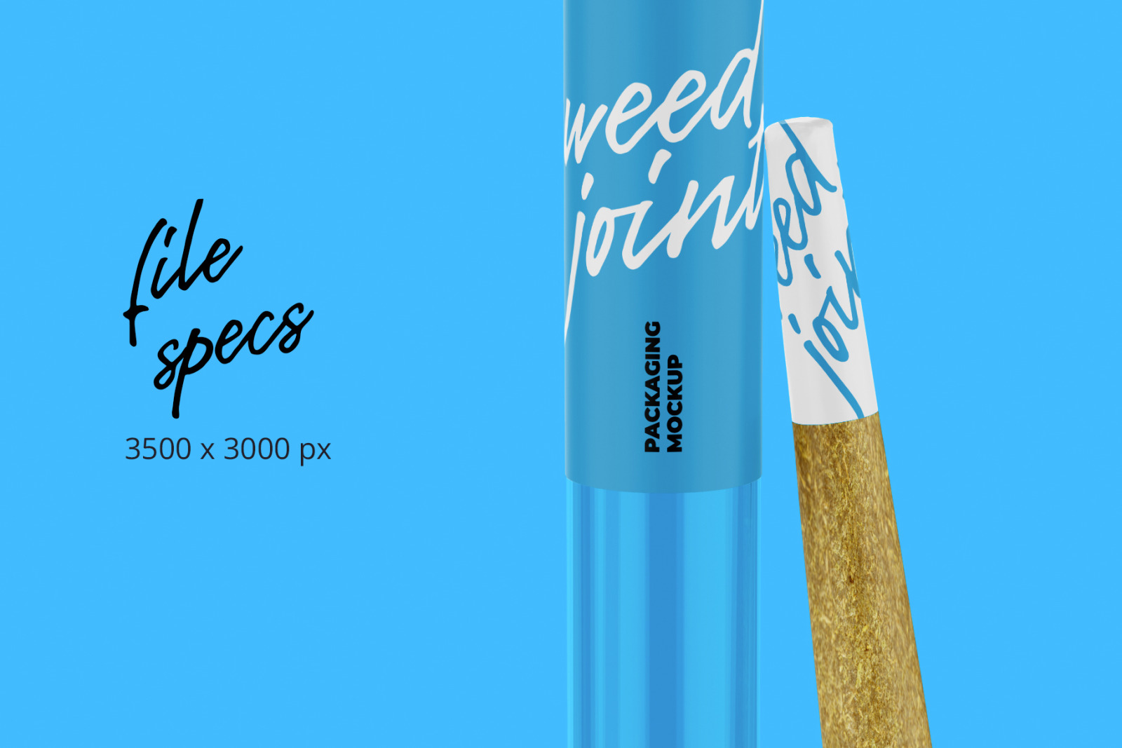 Weed Joint PreRoll Tube Mockup Front view on Yellow Images Creative Store
