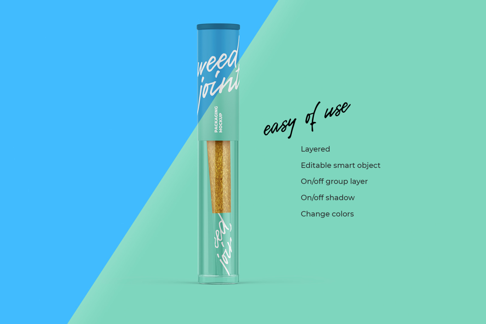 Weed Joint Pre-Roll in Tube Mockup Front view