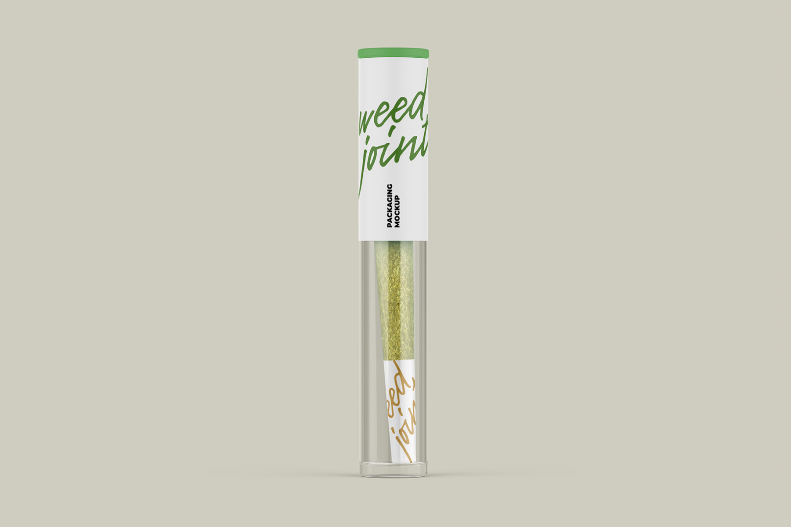 Weed Joint Pre-Roll in Tube Mockup Front view