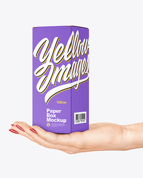 Paper Box in a Hand Mockup