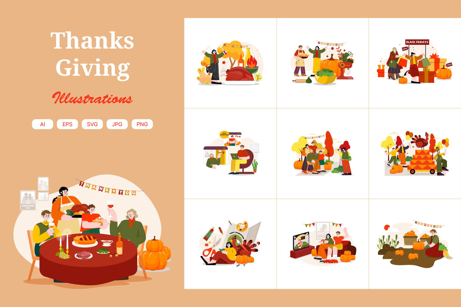 M517_ Thanksgiving Day Illustration Pack