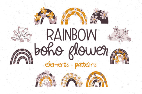 Rainbow boho flower collection