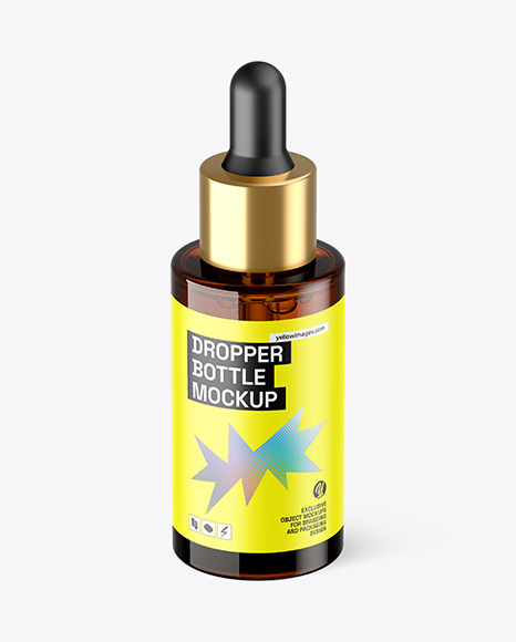 Amber Glass Dropper Bottle Mockup