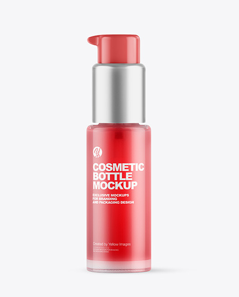 Frosted Glass Cosmetic Bottle with Pump Mockup